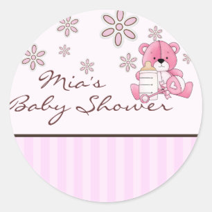 Pink Teddy Baby Shockaufkleber Runder Aufkleber