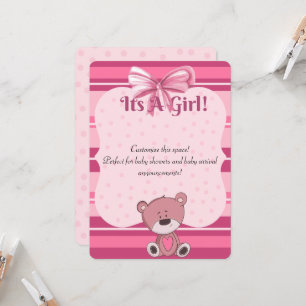Pink Teddy Baby Shower Einladung/ Ankündigung