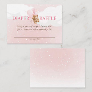 Pink Teddy Bär mit Balloons Diaper Raffekarte Begleitkarte