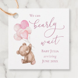 Pink Teddy Bear Baby Dusche abwarten Geschenkanhänger
