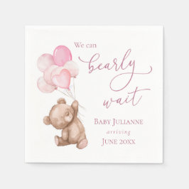 Pink Teddy Bear Baby Dusche abwarten Serviette