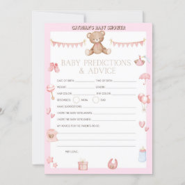 Pink Teddy Bear Baby Dusche - bestellbarer Name, 1 Einladung