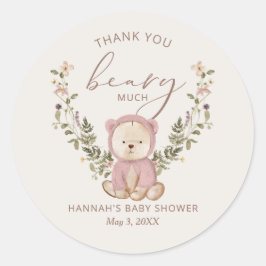 Pink Teddy Bear Baby Dusche Gefallen Runder Aufkleber