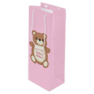 Pink Teddy Bear Baby Dusche Geschenktüte Für Weinflaschen