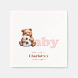 Pink Teddy Bear Baby Dusche Serviette