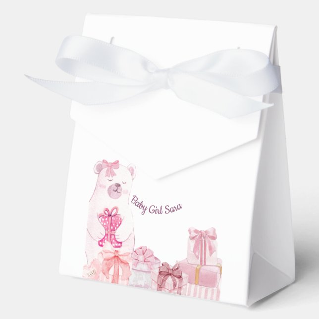 Pink Teddy Bear Baby Shower Favor Bag Geschenkschachtel (Vorderseite)