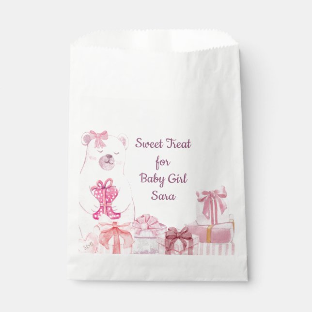 Pink Teddy Bear Baby Shower Favor Bag Geschenktütchen (Vorderseite)