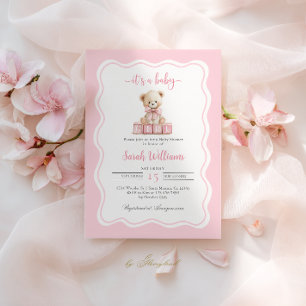 Pink Teddy Bear Baby Shower Girl Einladung