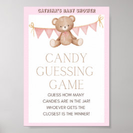 Pink Teddy Bear Babydusche Schild