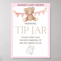 Pink Teddy Bear Babydusche Schild