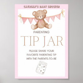 Pink Teddy Bear Babydusche Schild