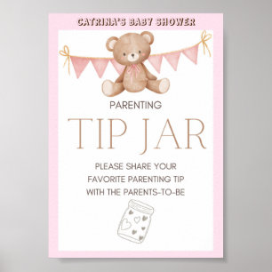 Pink Teddy Bear Babydusche Schild