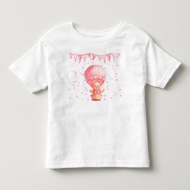 Pink Teddy Bear Balloons Kleinkind T-shirt (Vorderseite)