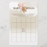 Pink Teddy Bear BINGO Baby Showspiele