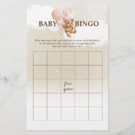 Pink Teddy Bear BINGO Baby Showspiele Flyer