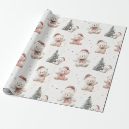 Pink Teddy Bear Christmas Geschenkpapier