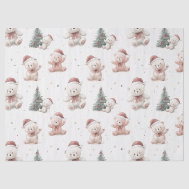 Pink Teddy Bear Christmas  Seidenpapier (Vorderseite)