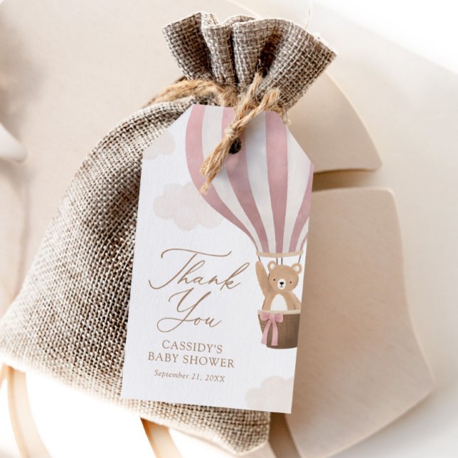 Pink Teddy Bear Hot Air Ballon Babydusche Geschenkanhänger (Von Creator hochgeladen)