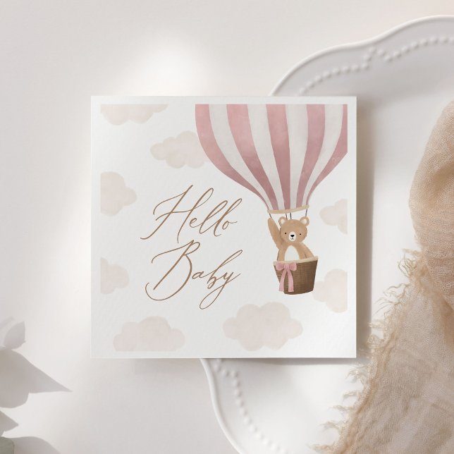 Pink Teddy Bear Hot Air Ballon Babydusche Serviette (Von Creator hochgeladen)