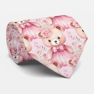 Pink Teddy Bear Neck Tie Krawatte