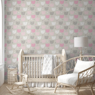 Pink Teddy Bear Ohren Lacy-Wand bedeckt Tapete