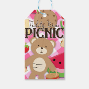 Pink Teddy Bear Picnic Sommer Geburtstagsparty Gef Geschenkanhänger