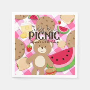 Pink Teddy Bear Picnic Sommer Geburtstagsparty Serviette