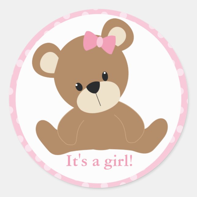 Pink Teddy Bear Runder Aufkleber (Vorderseite)