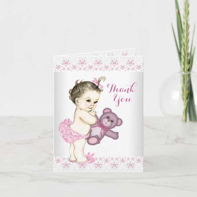 Pink Teddy Bear Vielen Dank Dankeskarte (Vorderseite)