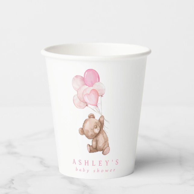Pink Teddy Bear wir können frühes Abwarten Baby Du Pappbecher (Vorderseite)