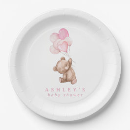 Pink Teddy Bear wir können frühes Abwarten Baby Du Pappteller