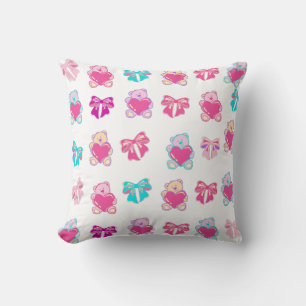 Pink Teddy Bears & Bows Throw Kissen