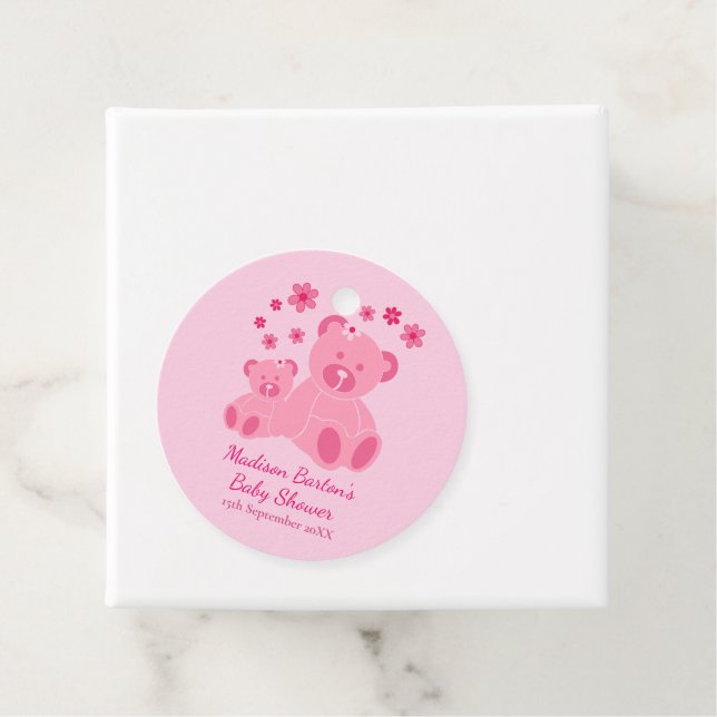 Pink Teddy Bears Niedlich Girl Baby Dusche Geschenkanhänger (Beispiel)