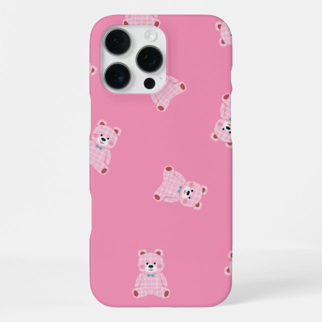 "Pink Teddy Parade - Niedliche ästhetische Telefon iPhone 16 Pro Max Hülle (Rückseite)