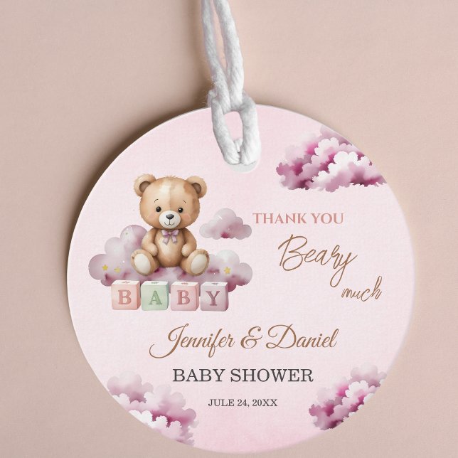 Pink Teddy Starry Clouds Baby Girl Vielen Dank Geschenkanhänger (Von Creator hochgeladen)