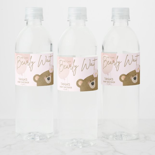 Pink Teddy wir können frühzeitig abwarten Mädchen  (Flaschen)