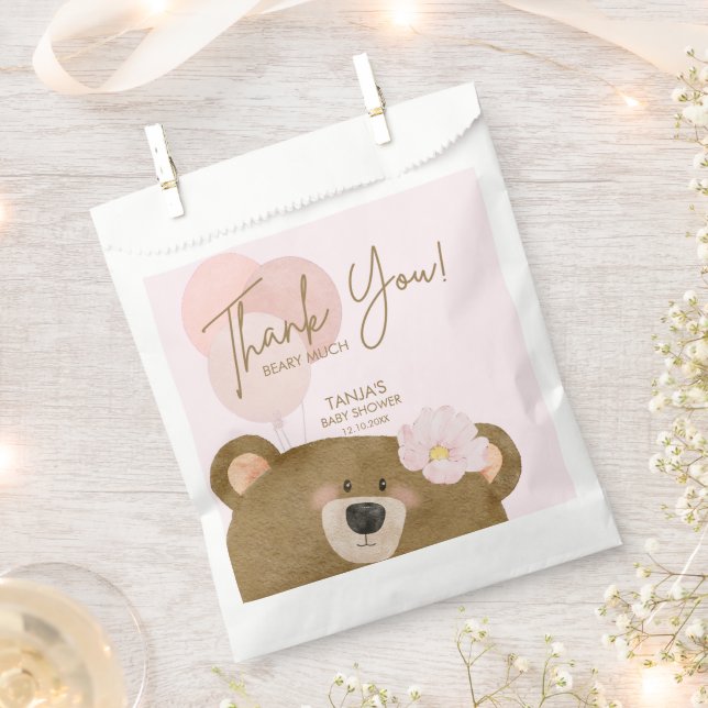 Pink Teddy wir können frühzeitig abwarten Mädchen  Geschenktütchen (Ausgeschnitten)