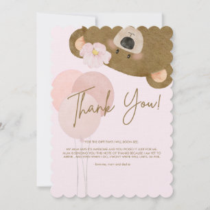Pink Teddy, wir können frühzeitig auf die Baby-Dus Dankeskarte