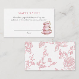Pink Tee Party Baby Dusche Windeln Raffle Ticket Begleitkarte
