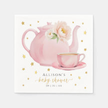 Pink Tee Party Babydusche Papier Napkins