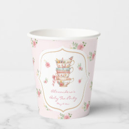 Pink Tee Party Babydusche Pappbecher