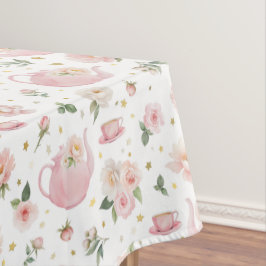 Pink Tee Party Babydusche Tablette Tischdecke
