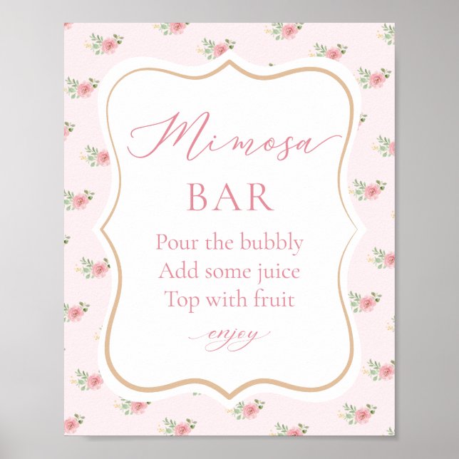 Pink Tee Party Brautparty Mimosa Bar Poster (Vorne)