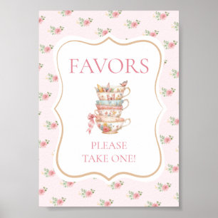 Pink Tee Party Dusche Gefallen Poster