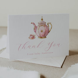 Pink Tee Party Vielen Dank Note Card Dankeskarte