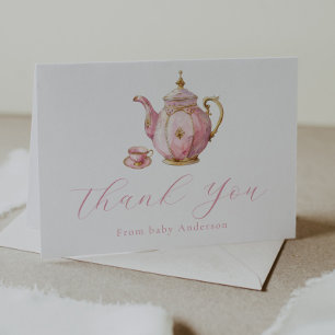 Pink Tee Party Vielen Dank Note Card Dankeskarte