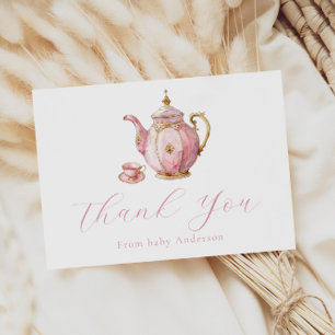 Pink Tee Party Vielen Dank Note Card Dankeskarte