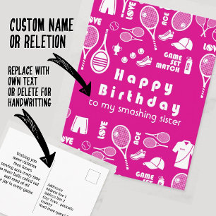 Pink 💗 Tennis 🎾 Bonne Carte Postale Anniversaire