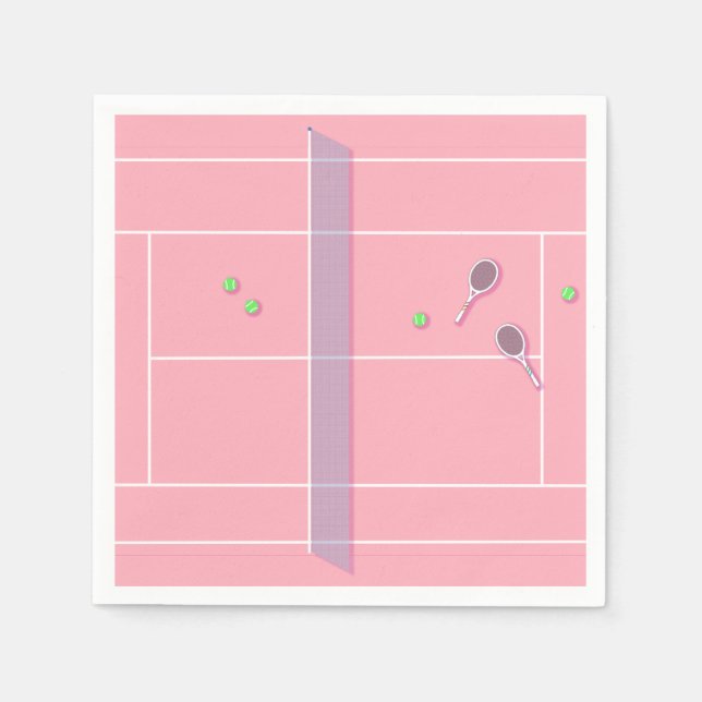 Pink Tennis Court Moderner Tennisspieler Serviette (Vorderseite)