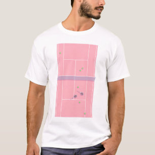 Pink Tennis Court Preppy Modern Tennis Player T-Shirt